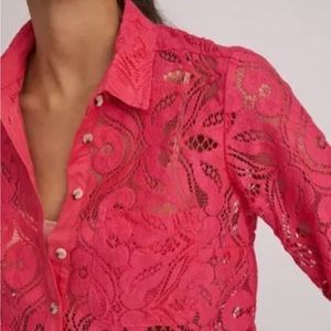 Maeve Lace Button Down-sz 4-Pink-NWT!!